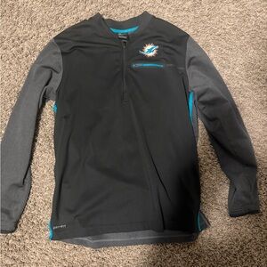 Nike Black and Teal Quarter-Zip Pullover with Logo Miami dolphins